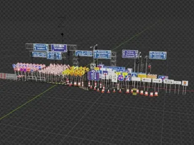 Road sing models and road side equipments 3D model