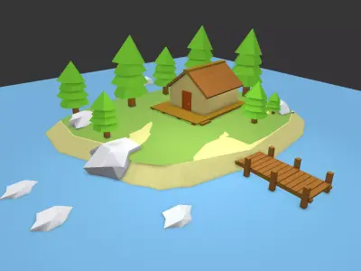 Floating Island Free low-poly 3D model