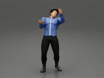 man standing and carrying a big box 3D print model