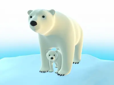 Polar Bear Pack - Stylized Low-poly 3D model