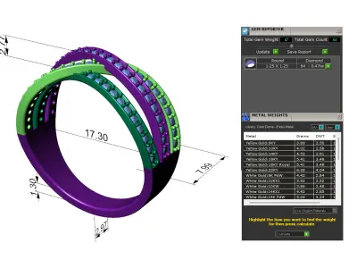 Tri-Color Diamond Ring - 3D Printable CAD Module 3D print model