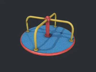 Playground Roundabout - Blue Low-poly 3D model