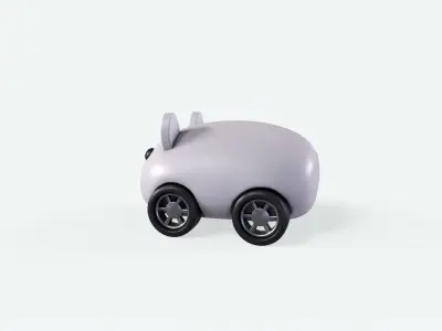 Cartoon Sheep Car Cute Low-poly 3D model