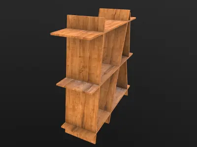 Book Shelf AR VR PBR  Lowpoly with game ready 3d Model Low-poly 3D model