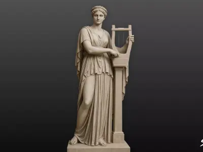 Muse with Lyre Statue Low-poly 3D model