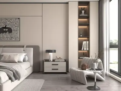 Modern Bedroom Scene 46 3D model
