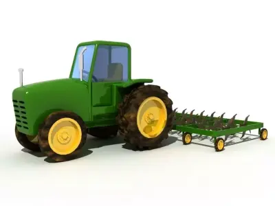 Cartoon Farm Tractor 3D model 3D model