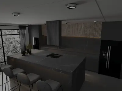 Modern kitchen002 Low-poly 3D model