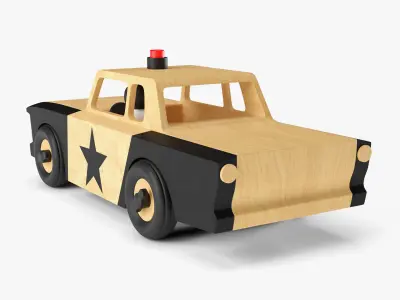 Wooden Toy Police Car 3D model