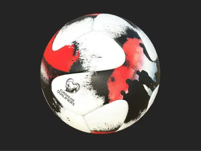 Euro qualifier 2018 official match ball PBR Low-poly 3D model