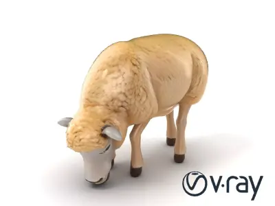 Fluffy Grazing Sheep model pack Low-poly 3D model