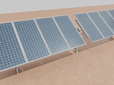 Low Poly Single Row Tracker System Pack Low-poly 3D model