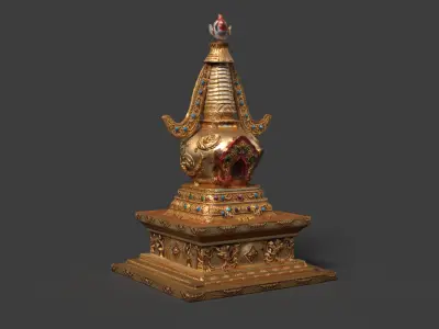 Chinese antique pagoda  Low-poly 3D model