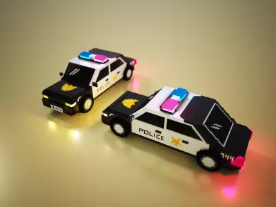 Voxel 3D police car model  3D model