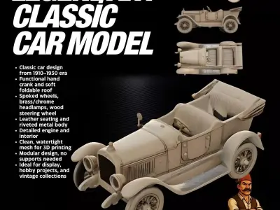 Historical Classic Car 3D Model 1910s 30s 3D print model