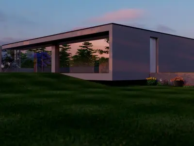 Concrete and Corten Villa Free 3D model