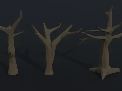 Cartoon dead trees Polygonal Style Low-poly 3D model