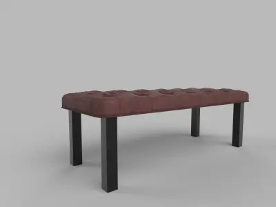 chair tufted bench with legs Low-poly 3D model