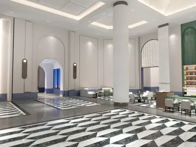 Hotel lobby Low-poly 3D model