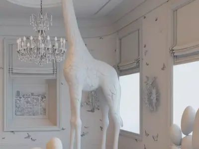 Giraffe Statue 3D Monumental Animal Sculpture Luxury Low-poly 3D model