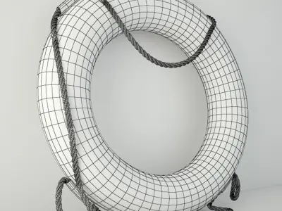 1950s Blue and White Life Preserver 3D model