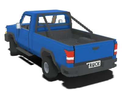 Voxel Pickup Single Cab Low-poly 3D model