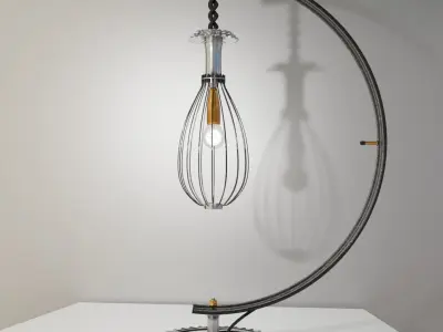 Collection of upcycled bicycle wheel lamps 3D model