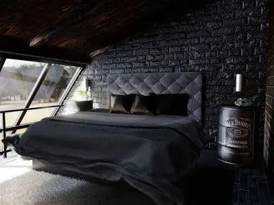 Bed Kitchen Couch Low-poly 3D model