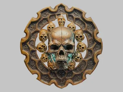 Sci-Fi Skull Emblem Low-poly 3D model