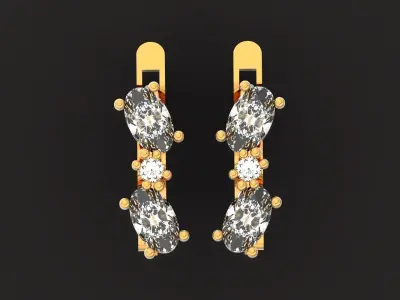 oval stone earrings 965 3D print model