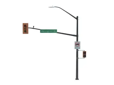 Street Light with Traffic 04 Low-poly 3D model