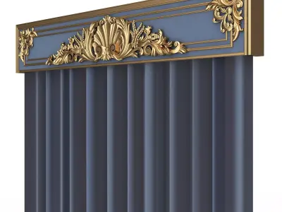 Cornice Classic Curtain 09 Low-poly 3D model