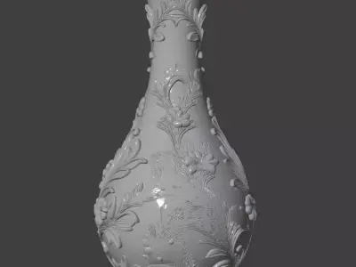 Floral Relief Decorative Vase STL 3D Model 3D print model
