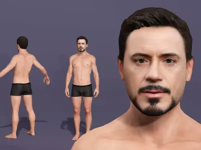 Realistic Man Robert Downey Jr ironman Avengers marvel 3D model
