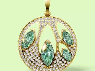 Elegant Pendant with Marquise Stones And Full Diamond Accents 3D print model
