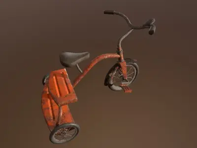 Abandoned Bicycle -PBR Game Ready 3D model Low-poly 3D model