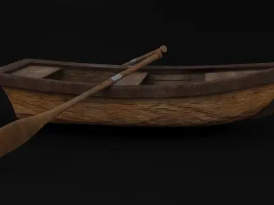 ROWING BOAT 3D MODEL LOW POLY PBR Low-poly 3D model