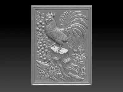3 rooster CNC Relief Model 3D print model