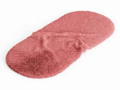 Pink oval sheepskin rug 3D model