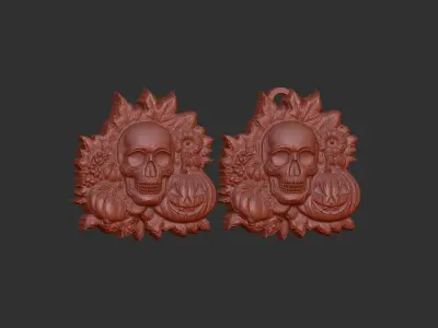 hallowen skull pumpkin decor  3D print model