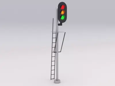 Railway Traffic Light Low-poly 3D model