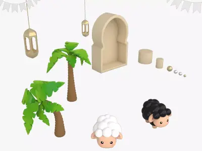 Adha Set palm tree 3D model