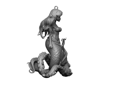 mermaid and octopus pendant 3D print model