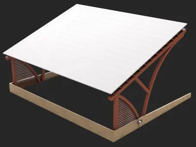 Wooden Car Parking Shed 01 All PBR Unity UE Textures Low-poly 3D model