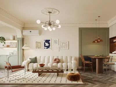 luxury living room dining room interior scenes 20 3D model