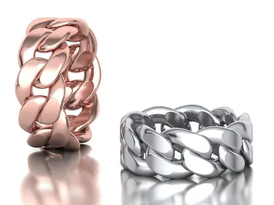 Cuban Link Chain Ring Stackble Ring 10mm wide 3D print model