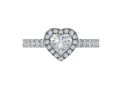 Heart ring with side stone 3D print model