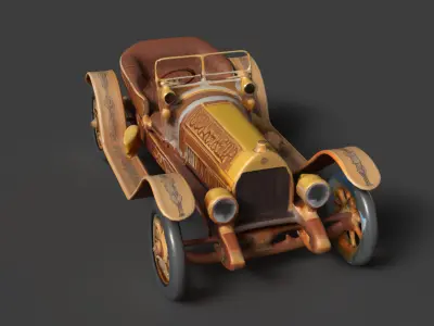 Chinese golden vintage car   Low-poly 3D model