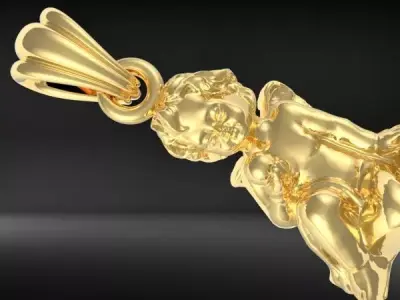 Vintage Jewelry Beautiful Angel With Pearl Pendant 3D print model