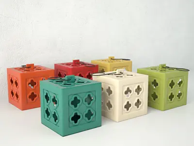 Ceramic Square Tealight Lanterns 3D model